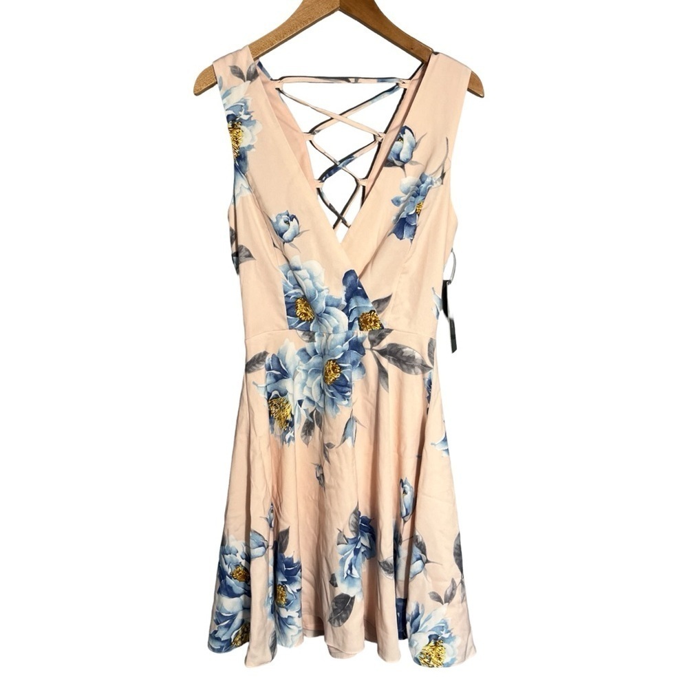 NWT Lulu’s Garden Walk Blush Pink Floral Print Lace-Up
Skater Dress - Picture 6 of 10
